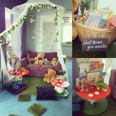 Classroom Display Inspiration Reading Corner Ideas, Reading Corner Classroom, Reception Classroom, Book Area, Reading Garden, Eyfs Classroom, Early Years Classroom, Preschool Rooms, Corner Ideas