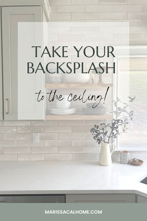 Backsplash Over Window, Tile To The Ceiling In Kitchen, Upper Cabinets To Ceiling Kitchen, Kitchen Tile Above Cabinets, Kitchen Tile To Ceiling Above Cabinets, Backsplash Kitchen Window Ideas, Tile Backsplash To Ceiling In Kitchen, Kitchen Tiles To Ceiling, Wall Tile Kitchen Backsplash Ideas