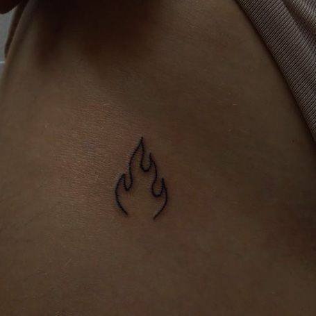 Flame Hip Tattoo, Fine Line Flame Tattoo, Fire Tattoos For Women, Small Flame Tattoo, Fuego Tattoo, Secret Tattoo, Fire Fighter Tattoos, Simple Arm Tattoos, Ear Tattoo Ideas