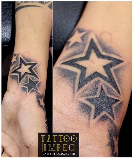 Star Tattoo Men, Hand Tattoos Stars, Elbow Star Tattoo, Star Sleeve Tattoo, Polka Tattoo Designs, 24 Tattoo, Star Tattoos For Men, Trash Polka Tattoos, Punk Tattoos