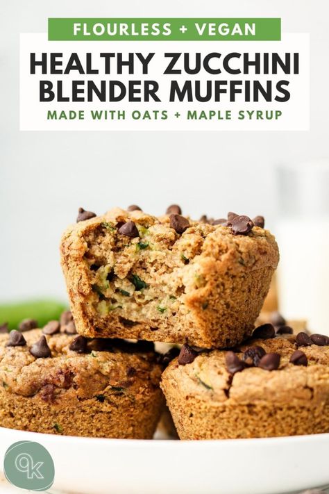 Healthy Zucchini Muffins, Vegan Zucchini Muffins, Okonomi Kitchen, Zucchini Oatmeal, Processor Recipes, Blender Muffins, Oil Free Vegan Recipes, Muffins Vegan, Healthy Vegan Breakfast