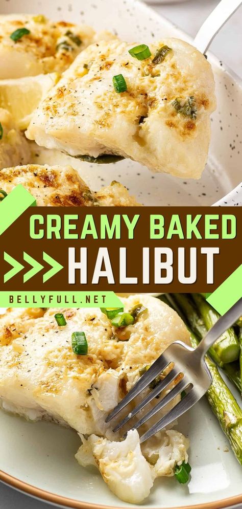 This oven baked halibut is the BEST! Coated in a creamy mayo-citrus topping, it's a light, flavorful, and healthy dinner. Plus, it's gluten-free, keto-friendly, low-carb, and low-calorie! You can't go wrong with this healthy recipe! Best Halibut Recipes, Halibut Recipes Baked, Baked Halibut, Best Fish And Chips, Halibut Recipes, Fish Dinner, Baked Fish, Happy Foods, Easy Delicious Recipes