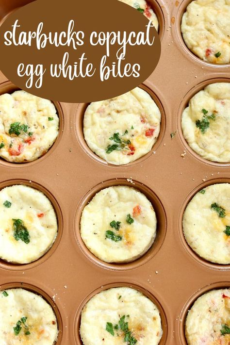 a muffin tin of egg white bites Egg White Mini Muffins, Egg Whites Bites Muffin Tins, Ehh White Bites, Homemade Egg White Bites, Egg White Egg Bites Starbucks, How To Make Egg White Bites, How To Cook Egg Whites, Dairy Free Egg White Bites, Egg White Muffins With Cottage Cheese