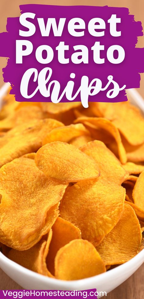 Sweet Potato Chips Dehydrator, Dehydrating Bananas, Dehydrate Bananas, Dehydrated Banana Chips, Homemade Sweet Potato Chips, Dehydrated Bananas, Potato Chip Recipes, Roasted Potato Recipes, Veggie Chips