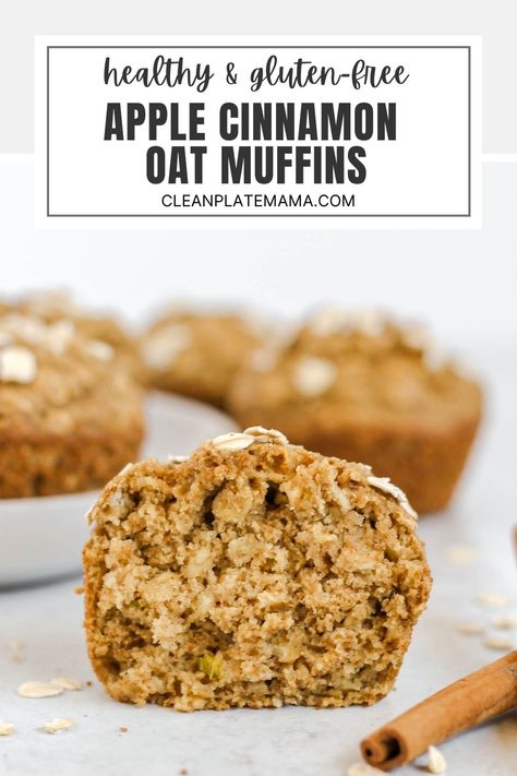 Apple Cinnamon Oat Muffins, Cinnamon Oat Muffins, Apple Oat Muffins, Clean Eating Muffins, Gluten Free Apple Muffins, Oat Flour Muffins, Apple Oatmeal Muffins, Oat Flour Recipes, Apple And Cinnamon