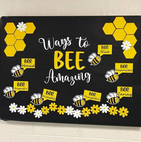 Form Display Board Ideas, Bee Theme Office Decor, Notice Boards Ideas School, Work Notice Board Ideas, English Activity Room Decorations, Preschool Office Bulletin Board Ideas, Creative Bulletin Boards For Work, All Together Now Bulletin Board, Kindness Theme Classroom