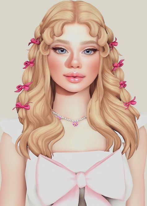 Sims 4 Pink Hair, Sims 4 Content, 4 Hairstyles, Free Sims, Barbie Hair, Sims Hair, Ts4 Cc, Sims 4 Cc, Maxis Match