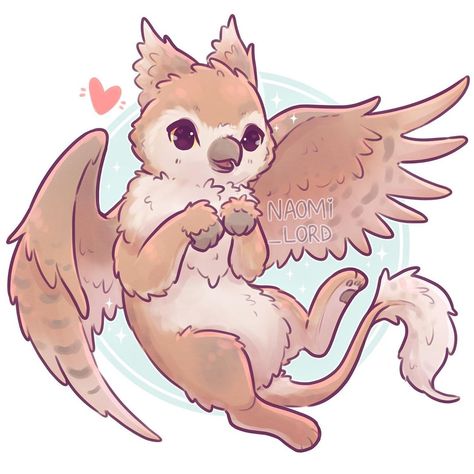 Griffin Drawing, Naomi Lord Art, Naomi Lord, Magical Creature, Cute Kawaii Animals, Mythical Animal, Cute Fantasy Creatures, Mythical Beast, Cute Animal Drawings Kawaii