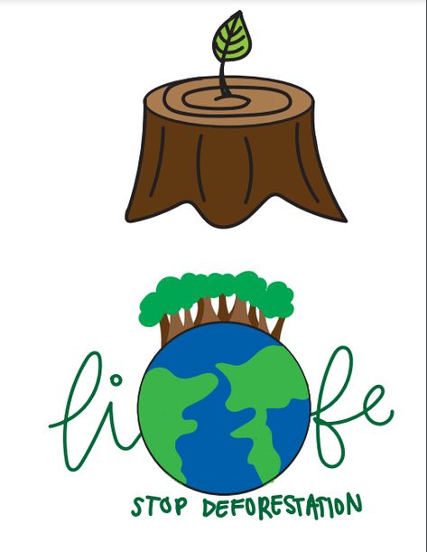 I have this idea of saving the earth through stopping deforestation, which is why these 2 logos came out! I am liking the tree stump one a lot better though. Stop Deforestation, Deforestation Facts, One Logo, Save Earth, Sustainable Materials, Presentation