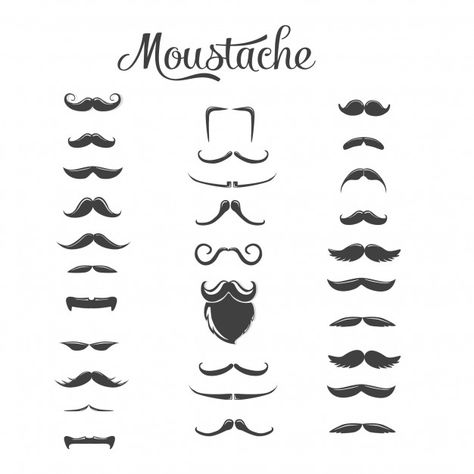 Moustache vectors Free Vector Moustache Tattoo, Mustache Tattoo Ideas, Mustache Tattoo On Finger, Moustache Illustration, Small Moustache, Beard Silhouette, Mustache Tattoo, Mustache Shapes, Moustache Style