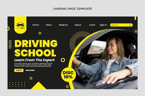 Free vector flat driving school landing ... | Free Vector #Freepik #freevector #car-website #school-website #school-landing-page #driving-school Driving School Poster, School Landing Page, Simple Website Design, Car Website, School Website, Event Sign, Landing Page Template, Simple Website, Driving School