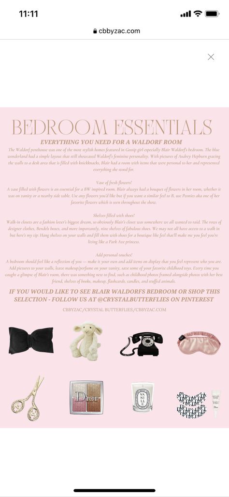 Blair Waldorf Inspired Bedroom, Blair Waldorf Essentials, Blair Waldorf Routine, Blair Waldorf Room Inspiration, Blair Waldorf Bedroom, Blair Waldorf Room, Girly Pink Bedroom, Blair Waldorf Aesthetic, Pink Academia