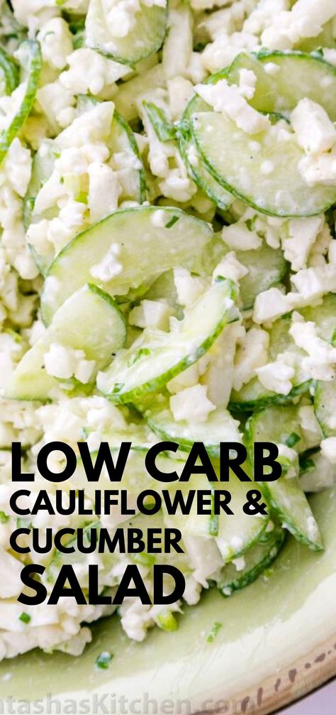 Cucumber Cauliflower Salad, Iceberg Salad, Journal Recipes, Low Calorie Salad, Keto Salads, Cucumber Salad Recipe, Soup Appetizers, Hashbrown Recipes, Low Carb Salad