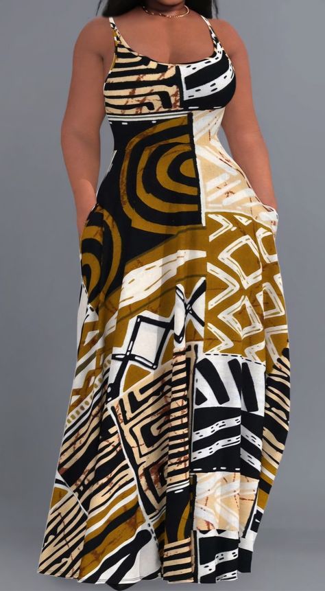 Summer Tips, Pocket Maxi Dress, Perfect Summer Outfit, Effortless Outfit, Stylish Hats, African Print Fashion, U Neck, Plus Size Maxi Dresses, African Attire