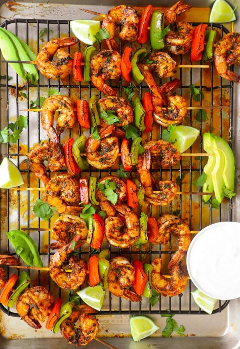 Oven-Baked Shrimp Skewers - Moribyan Skewers In The Oven, Grilled Shrimp Marinade, Oven Baked Shrimp, Oven Roasted Shrimp, Shrimp In The Oven, Dinner Shrimp, Veggie Kabobs, Shrimp Kabobs, Shrimp Fajitas