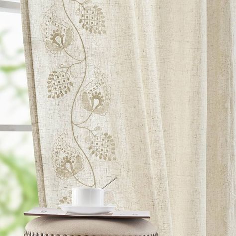 Amazon.com: jinchan Linen Curtains Floral Curtains for Bedroom Boho Curtains 84 Inch Length Beige Embroidered Curtains Rod Pocket Back Tab Farmhouse Flower Patterned Drapes Living Room Window Curtain Set 2 Panels : Home & Kitchen French Country Bedroom Curtains, Curtains For Dining Room Windows, Patterned Drapes Living Room, Dining Room Curtain Ideas, French Country Window Treatments, Farmhouse Drapes, Farmhouse Curtains Living Room, Boho Window Curtains, Small Window Treatments