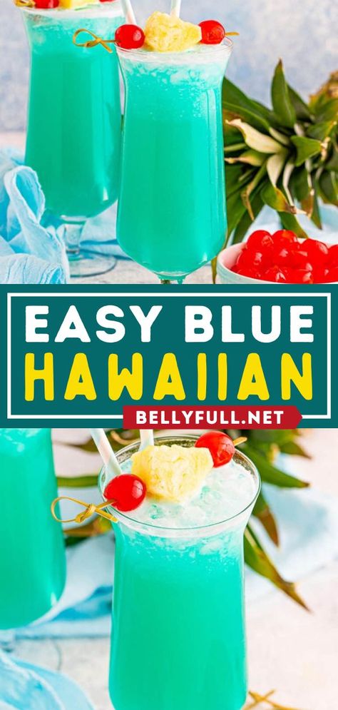 Blue Hawaiian, summer drinks, easy cocktail recipes Cocktail Recipes Blue, Blue Hawaiian Drink Recipe, Summer Drinks Easy, Blue Hawaii Drink, Luau Punch, Blue Hawaiian Drink, Blue Hawaii Cocktail, Blue Hawaiian Punch, Recipe For A Crowd