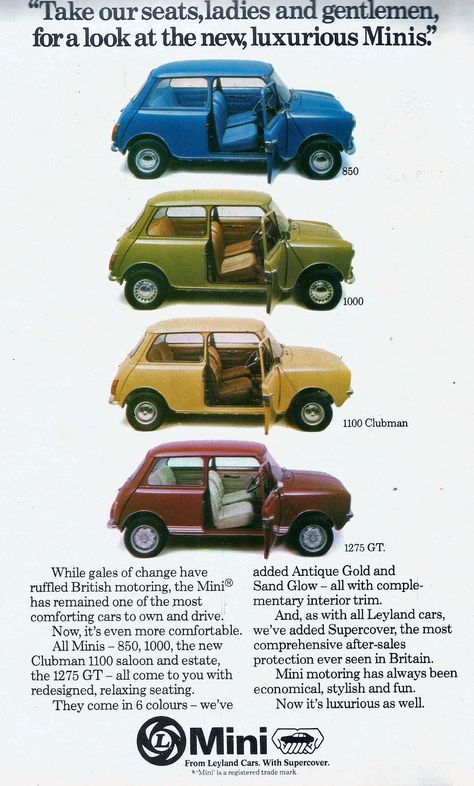 1976 ADVERT LEYLAND MINI RANGE | JOHN | Flickr Leyland Mini, Toyota Iq, Austin Mini Cooper, Mini Cooper Custom, Mini Morris, Holden Monaro, Vw Mk1, Kei Car, Mini Stuff