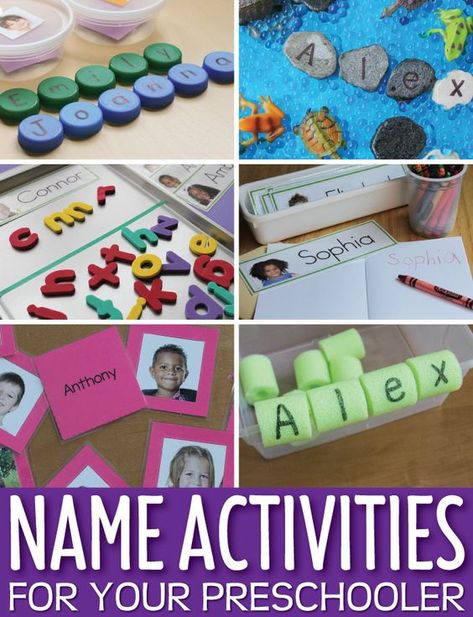 Here are a bunch of name activity ideas that you can use with your kids. Kids love themselves and they love their name. That's why using name activities is a super way to help kids learn about early literacy concepts in a meaningful way. Perfect for ELA centers, literacy centers, reading centers, and literacy work stations in preschool, pre-k, prep, TK and kindergarten. Name Activities For Preschoolers, Name Activities For Preschool, Preschool Stations, Learning Letters Preschool, Name Activity, Literacy Work Stations, Preschool Names, Ela Centers, Early Literacy Activities