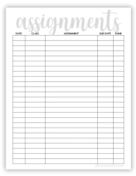 Assignment trackers are the perfect way to keep track of daily and weekly schoolwork, keep you organized, and increase productivity. Our FREE assigment trackers offer a variety of options to take on your school journey. Assignment Planner Printable Free, Homework Tracker Template, Semester Planner Template, Homework Tracker Printable Free, Assignment Organization, Assignment Tracker Template, Assessment Tracker, Vision Binder, Exam Tracker