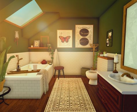 Bloxburg Small Cabin Ideas, 3 X 3 Bloxburg Bathroom, 3 By 3 Bathroom Bloxburg, Bloxburg Small House Interior, Maximalist Bloxburg, Houses To Make In Bloxburg, Bloxburg Room Ideas Cottage Core, Green Bloxburg Room, Bloxburg House Aesthetic Exterior