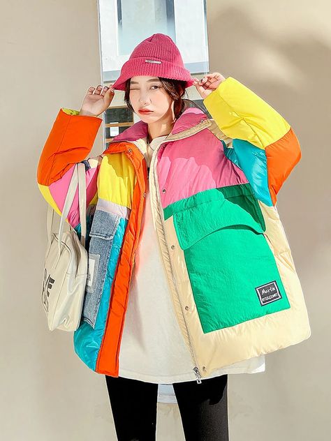 61.43US $ 25% OFF|2024 New Winter Colorful White Down Parka Winter Warmer Thicken Streetwear Puffer Jacket Hooded Long Sleeve Loose Outerwear Coat| |   - AliExpress Hooded Coat Outfit, Streetwear Puffer Jacket, Parka Outfit, Human Pose, Outfits Colorful, Long Puffer Jacket, Quilted Clothes, Long Puffer Coat, Winter Parka