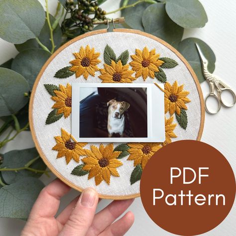 Polaroid Embroidery, Embroidery Photo Frame, Polaroid Instax Mini, Picture Embroidery, Embroidery Guide, Instax Polaroid, Polaroid Instax, Sunflower Embroidery, Mini Polaroid