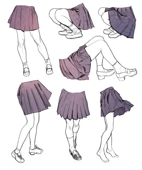 How To Draw Skirt Folds, Draw Pleated Skirt, Clothing Folds Drawing Reference, How To Draw Skirts Anime, Skirt Folds Drawing, How To Draw A Pleated Skirt, Skirts Drawing Reference, Anime Skirt Reference, Skirt Folds Reference