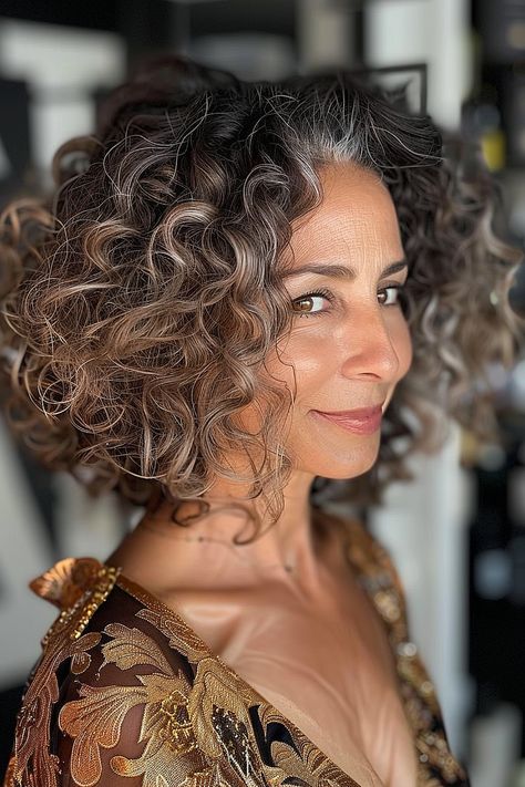 Hairstyles Short Curly Hair, Voluminous Curly Hair, Short Curly Hair Updo, Bob Inspiration, Side Curly Hairstyles, Greying Hair, Best Curly Hairstyles, Best Curly Haircuts, Brunette Roots