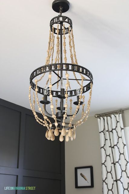 DIY Wood Bead Chandelier Using Chalk Paint Diy Wood Bead Chandelier, Paint Wooden Beads, Mason Jar Pendant Light, Life On Virginia Street, Bead Chandelier, Wood Bead Chandelier, Using Chalk Paint, Pendant Light Styles, Diy Chandelier