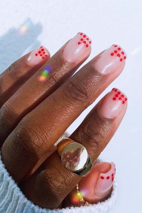 Nail Airbrush, Nail Party, Dot Nails, Dots Nails, Party Nails, Nail Patterns, Red Dots, Dots Pattern, Nails Nailart