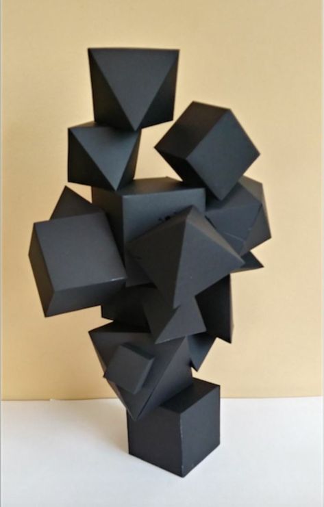 Geometric Sculpture Architecture, Form In Art, 3d Geometric Shapes, Geometric Origami, 8th Grade Art, Geometric Shapes Art, Platonic Solid, Geometric Sculpture, Creation Art