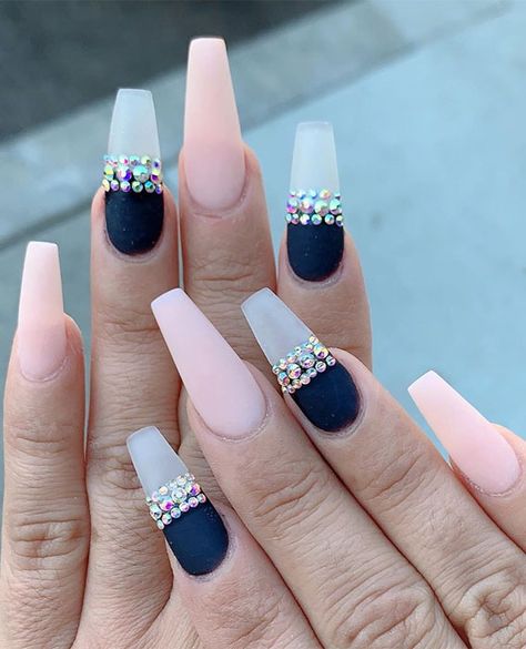 47 Beautiful Nail Art Designs & Ideas : Navy Blue and Pink Nails Weddig Nails, Nails Inspiration Blue, Gender Reveal Nails, Baby Shower Nails, Pink Wedding Nails, Blush Pink Nails, Navy Nails, Navy Blue Nails, Wedding Nails Glitter