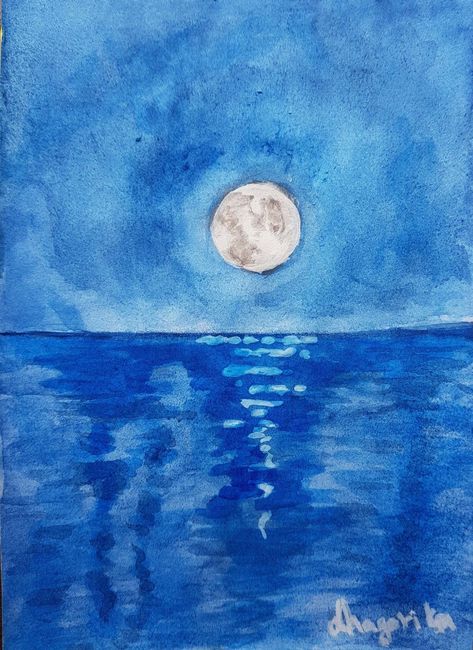 Easy watercolor paintingBlue Monochrome ArtColor study Phthalo blue. Monochromatic Painting Watercolors, Blue Painting Aesthetic Easy, Blue Monochrome Painting, Painting Ideas Asthetics, Blue Art Ideas, Blue Art Aesthetic Painting, Blue Monochromatic Painting, Monochromatic Painting Easy, Spiritual Paintings Easy