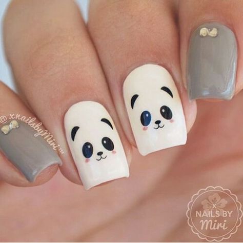 Uñas panda Panda Nail Art, Animal Nail Art, Watermelon Nails, Trendy Nail Art Designs, Animal Nails, Nails For Kids, Trendy Nail Art, Girls Nails, Nail Art Hacks