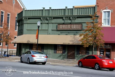 "Mystic Grill" - Mystic Falls, Virginia Actual Location: Covington, Georgia Actual Name: Mystic Grill  YES! there really is a Mystic Grill and i do think that now its open to really eat there! Mystic Grill, Covington Georgia, Grill Restaurant, Sweet Magnolia, Georgia On My Mind, Date Night In, Mystic Falls, The Mystic, Fall Travel