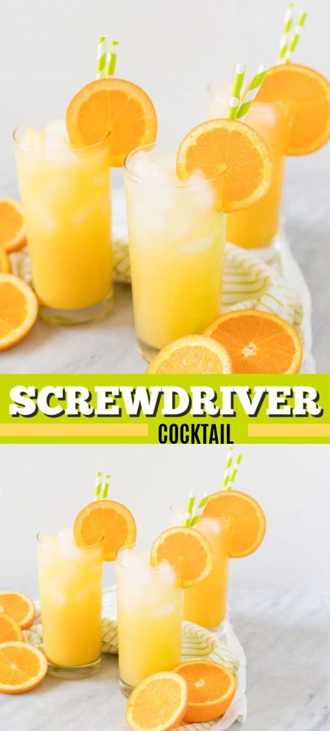 Screwdriver Drink Recipe, Screwdriver Drink, Screwdriver Cocktail, Easy Cocktail Recipe, Orange Juice And Vodka, Orange Juice Drinks, Easy Mixed Drinks, Berry Cocktail, Reflux Recipes