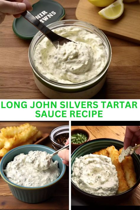 Homemade Fish And Chips, Tartar Sauce Recipe, Vegetable Dips, Homemade Tartar Sauce, Long John Silver, Homemade Sauce Recipes, Seafood Platter, Tartar Sauce, Turkey Meatballs