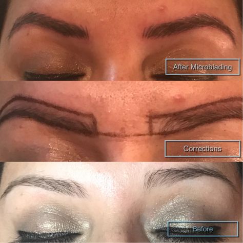 Fix uneven brows with #Microblading  Bossbrowsla.com Uneven Brows, Kylie Jenner Eyebrows, Tattooed Eyebrows, Uneven Eyes, Thicker Eyebrows Naturally, Uneven Eyebrows, Competition Makeup, Blonde Eyebrows, Eyebrows Makeup