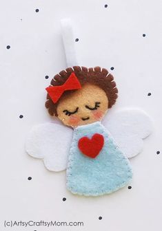 Felt Angel Ornaments, Popsicle Stick Snowflake Ornaments, Ornaments Ideas, Felt Angel, Felt Ornaments Patterns, Ornament Craft, Felt Crafts Christmas, Christmas Angel Ornaments, Felt Christmas Decorations