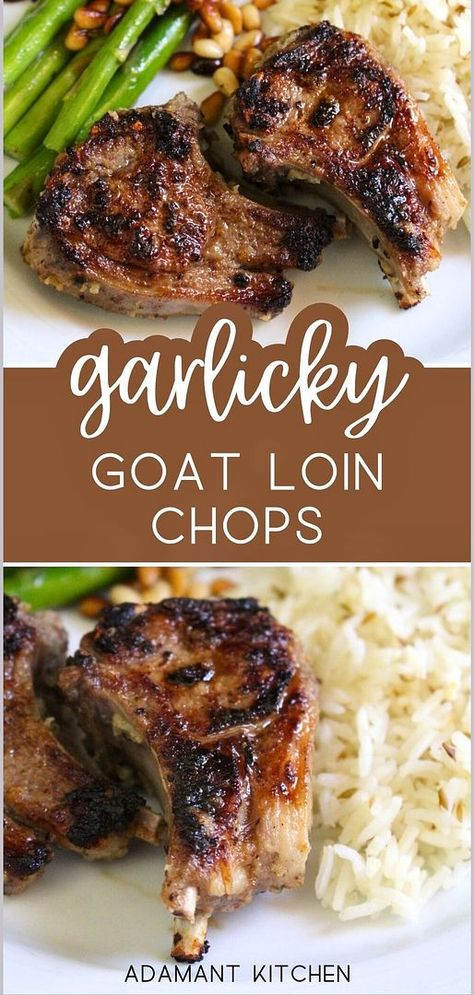 Discover the richness of garlicky goat loin chops, an exquisite choice for whole food recipes enthusiasts. This recipe ensures succulent chops every time, enhanced with the aromatic flavors of garlic and herbs. Quick and easy to prepare, these chops are a testament to the versatility and deliciousness of goat meat. Dive into more easy meals & fast healthy meals at adamantkitchen.com. Chops Recipes Lamb, Goat Loin Recipes, Goat Chops Recipes, Bone In Lamb Chop Recipes, Goat Recipes Meat, Goat Meat Recipes, Yule Dinner, Peruvian Chicken Recipe, Recipes Venison