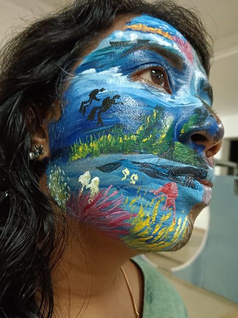 Ocean facepainting Ocean Face Painting, Paint Makeup, Butterfly Birthday Cakes, Face Paint Makeup, Marine Theme, Butterfly Birthday, Face Painting, Birthday Cakes, Maquillaje De Ojos