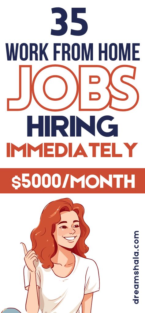 Looking for a job you can start right away? Explore this list of 35 immediate hire work-from-home jobs available now! Whether you need part-time or full-time, there's something here for everyone. From customer service to tech support, these opportunities offer the flexibility to work from the comfort of your home. Don't wait - find your perfect remote job today! Can’t Find A Job, Wfh Job, Amazon Work From Home, Work From Home Careers, Stay At Home Jobs, Life Binder, Ways To Get Money, Online Jobs From Home, Money Making Jobs