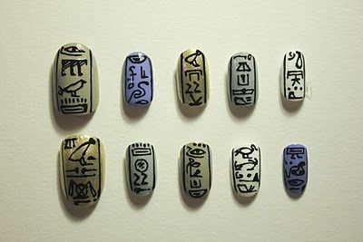 egyptian nail art | Tumblr Hieroglyphics Nails, Egyptian Nail Art, Nail Art Tumblr, Egyptian Nails, Tumblr Nail Art, Egyptian Inspired, Fantasy Nails, Art Tumblr, Nail Health