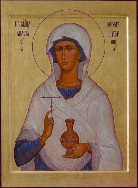 St. Anastasia the Great Martyr - Deliverer of Potions  /  by Anthony Gunin - December 22 St Anastasia, Female Saints, Christian History, Orthodox Christian Icons, Tempera Painting, Roman Gods, Religious Paintings, Russian Icons, Mary Magdalene