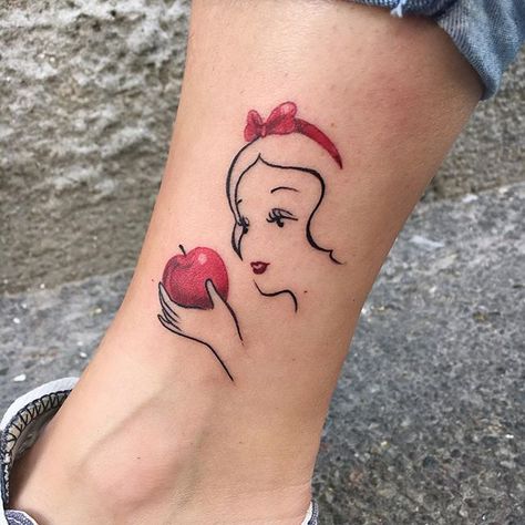 Pin for Later: These 30 Disney Princess Tattoos Are the Fairest of Them All Tiny Snow White Tattoo Hase Tattoos, Snow White Tattoos, White Tattoos, Disney Princess Tattoo, Princess Tattoo, Disney Tattoo, E Tattoo, Diy Tattoo, Girly Tattoos