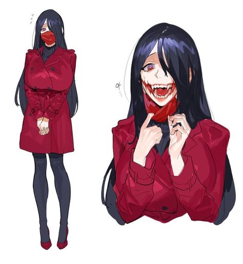 Kuchisake-onna Kuchisake Onna, Japanese Urban Legends, Portret Feminin, Female Monster, Monster Girl Encyclopedia, Anime Monsters, Urban Legends, Arte Inspo, Monster Girl