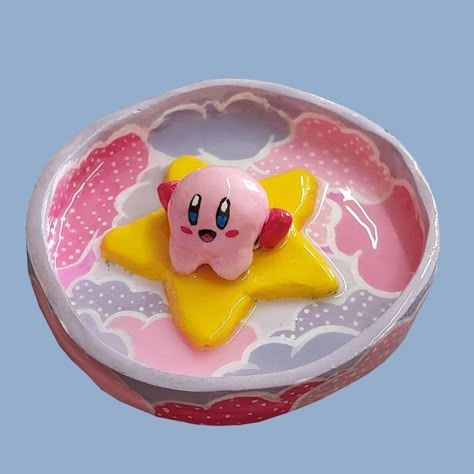 Kirby Ashtray, Kirby Clay Tray, Kirby Air Dry Clay, Kirby Diy Crafts, Kirby Clay Art, Kirby Clay Figures, Kirby Ceramic, Kirby Clay, Clay Kirby