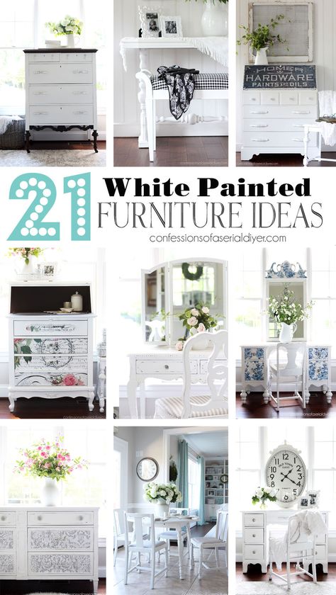 White Painted Desk, Serpentine Dresser, Cabinet Refresh, Painted Furniture Ideas, Painted Bedroom Furniture, Painted Desk, Desk Makeover, White Bedroom Furniture, Amazing Friends