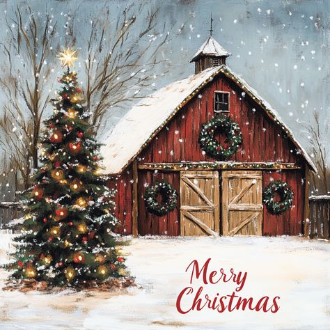 Merry Christmas Red Barn Sign 10" x 10" Metal TTE-060 Red/White/Brown/Tan/Green/Gold Christmas Barn, Barn Signs, Automobile Advertising, Barn Painting, Summer Christmas, Christmas Painting, Clipart Christmas, Trendy Tree, Farm Theme